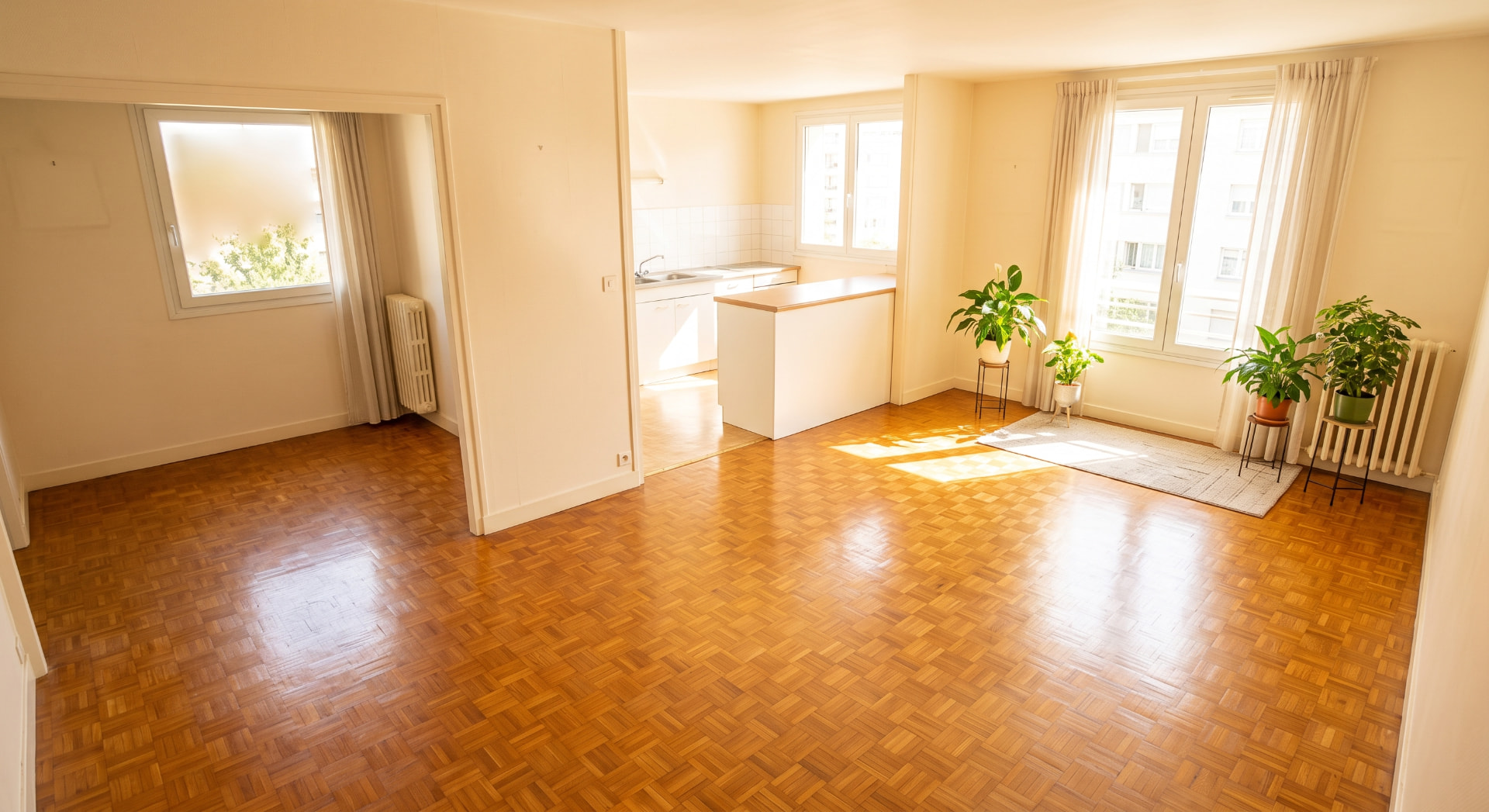 Appartement propre, lumineux et désinfecté après une intervention de remise en état